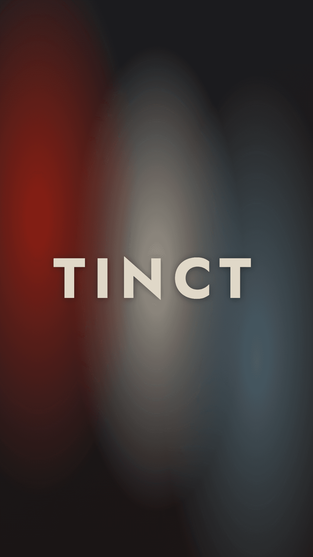 TINCT wordmark on a Bone-palette gradient — red, bone, blue (portrait 3:4).