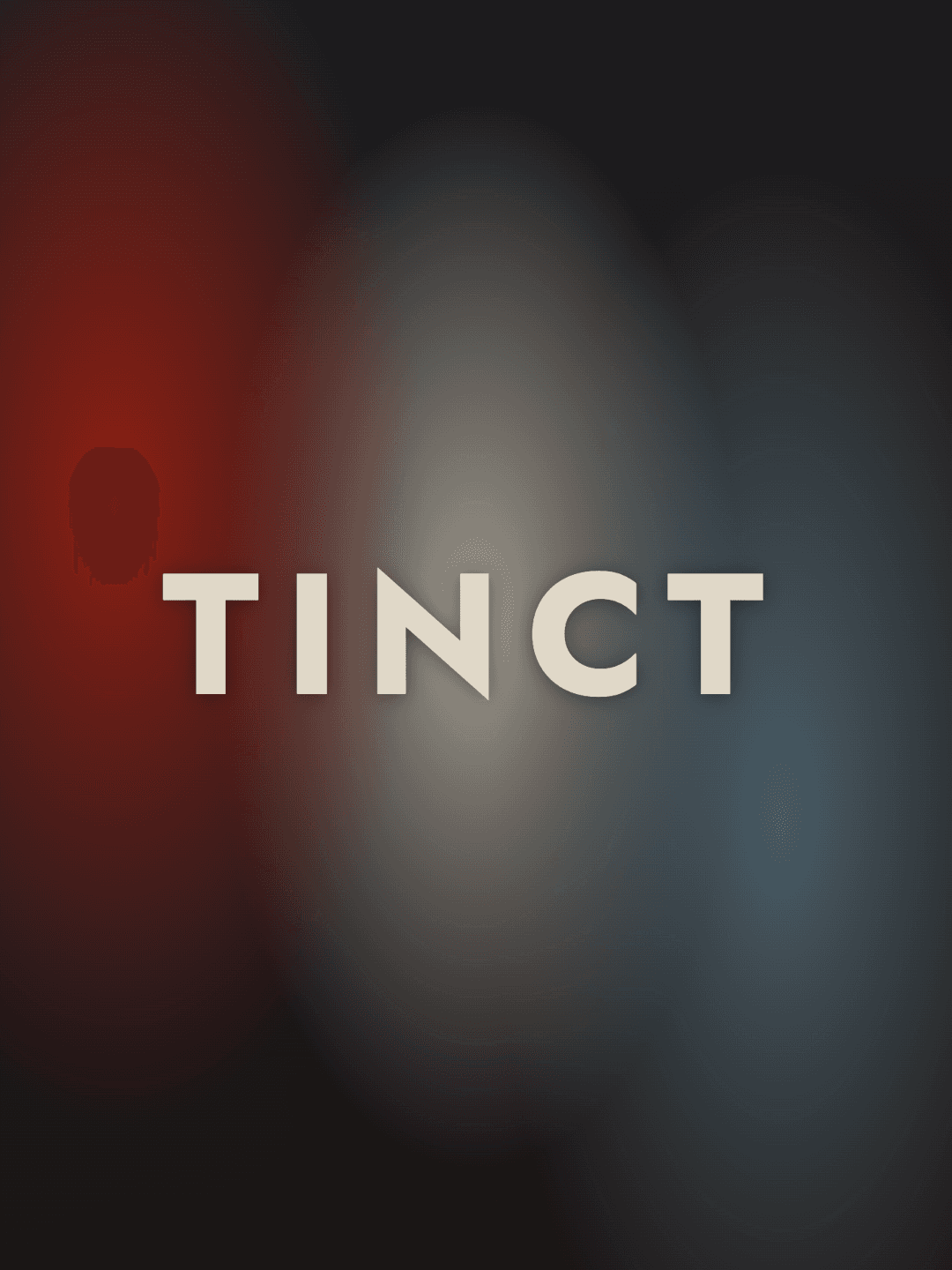 TINCT wordmark on a Bone-palette gradient — red, bone, blue (portrait 3:4).